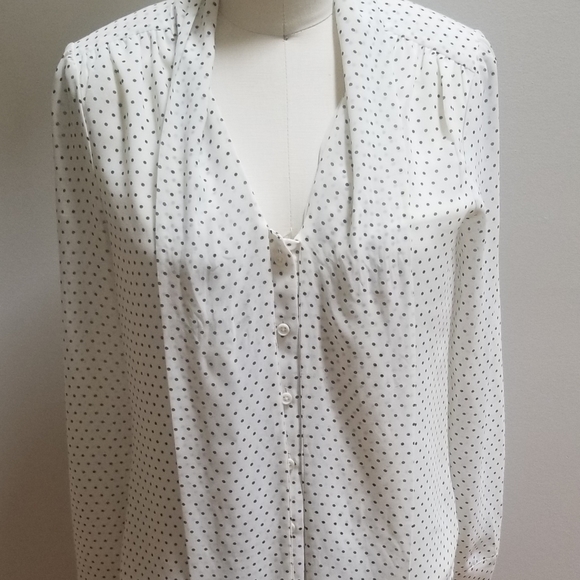 Jacob Brand White Button Down Polka Dot Blouse - Picture 5 of 11